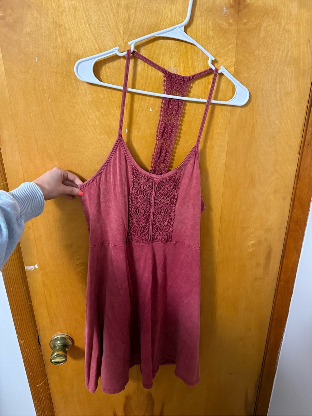 Forever 21 Mauve Lace-Back Spaghetti Strap Dress